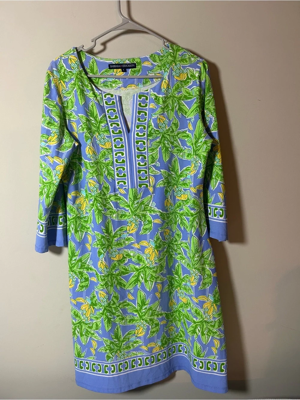 Blue & Green Tropical-Print Women's Swim Coverup Tunic